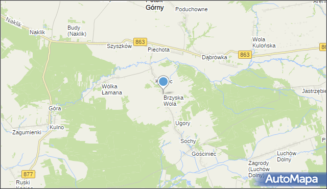 mapa Brzyska Wola, Brzyska Wola na mapie Targeo